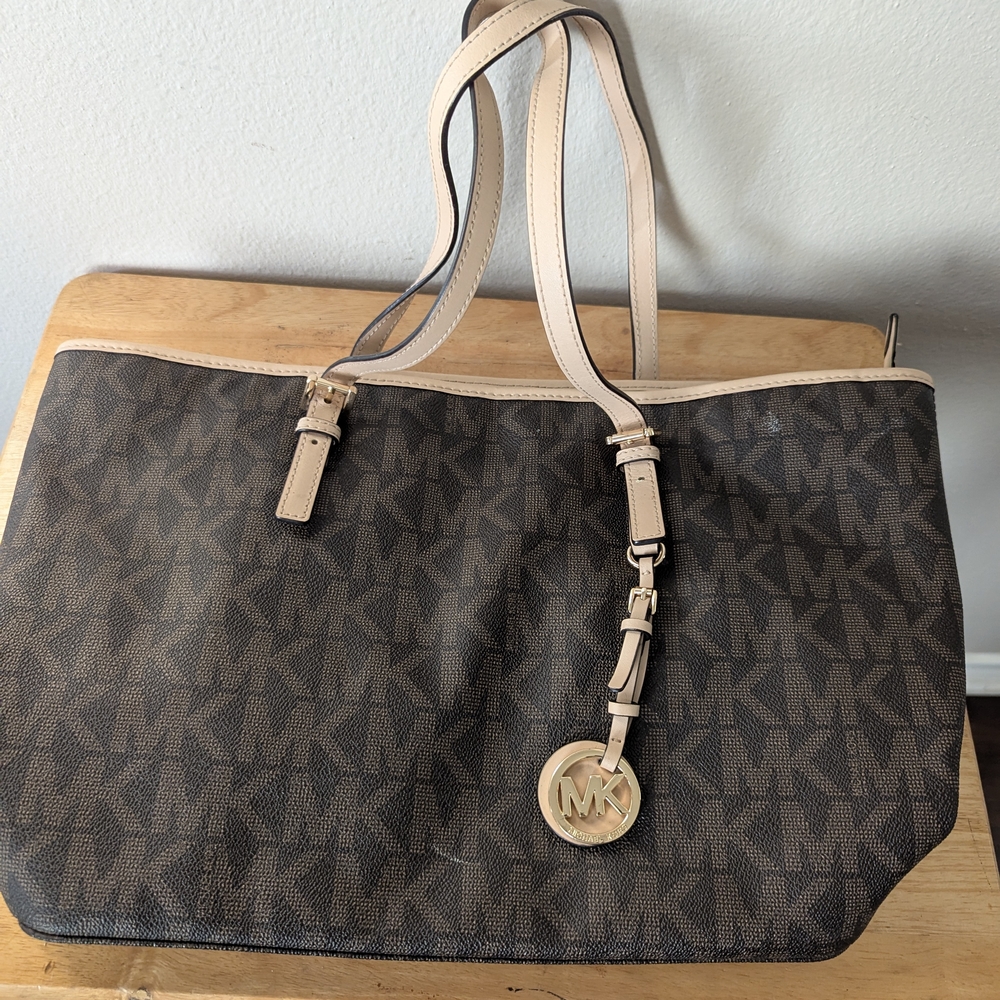Michael Kors Jet Set Travel Brown Signature Tote Shoulder Bag